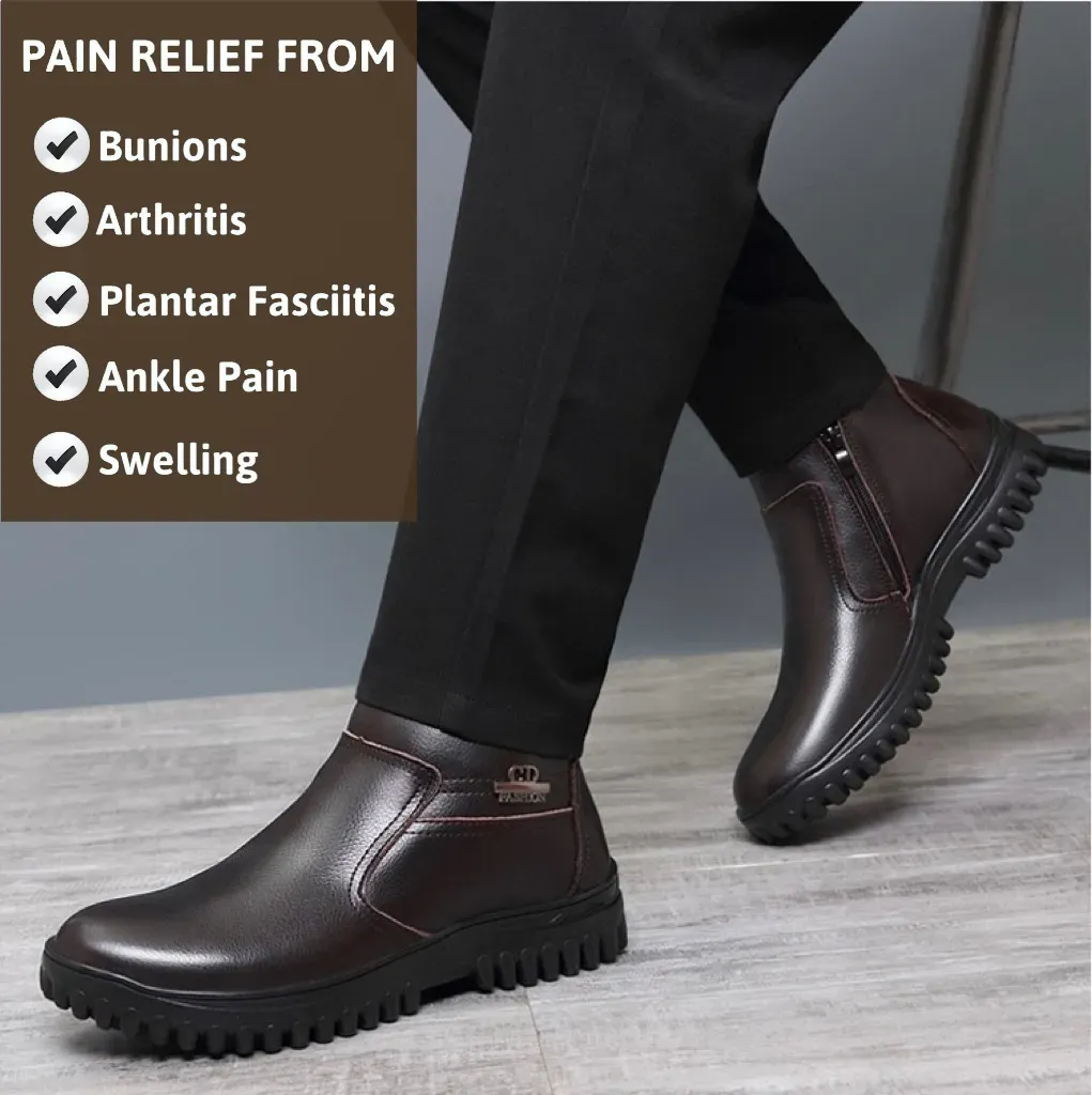 Ailongcity® CozyStride - Orthopedic Genuine Leather Shoes with One-Pull Side Zip