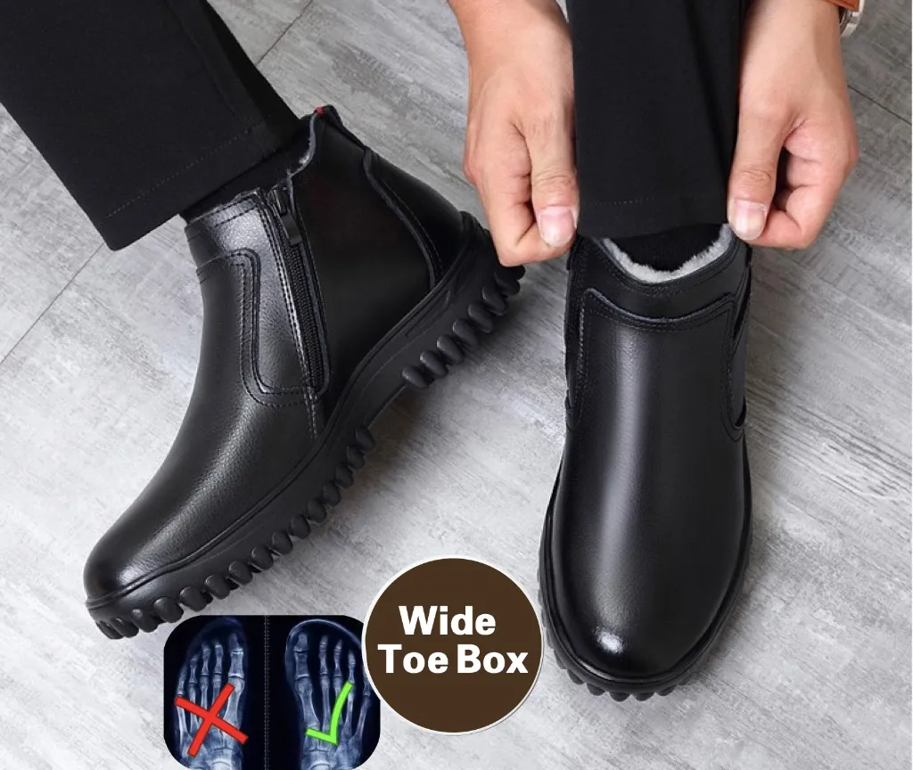 Ailongcity® CozyStride - Orthopedic Genuine Leather Shoes with One-Pull Side Zip