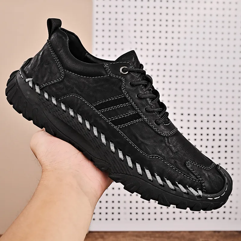 Ailongcity®Men's All Season Handcrafted Genuine Leather Outdoors Durable Soft Sole Anti Slip Shoes