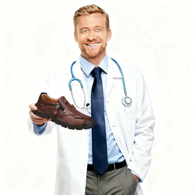 Brown Perforated Zippered - Ailongcity® Casual Leather Shoes Artisan Craftsmanship with Breathable Effortless Style