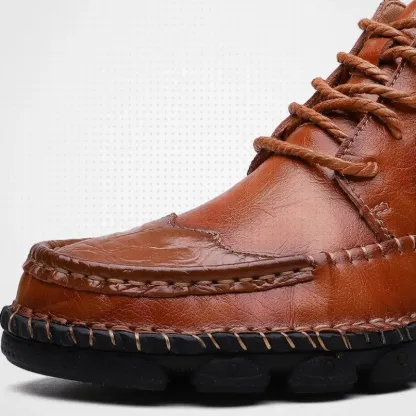 Men's Handcrafted Cowhide Leather Orthopedic Waterproof Ankle Boots