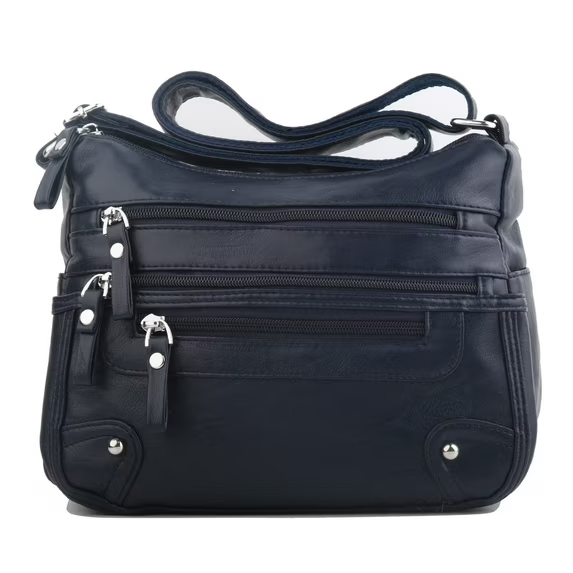 Ailongcity 10 Pockets Crossbody Purses for Women Medium Pocketbooks Lightweight Ladies Satchel Bag Multi Pocket Shoulder Handbag