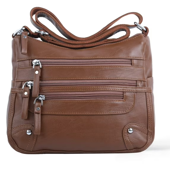 Ailongcity 10 Pockets Crossbody Purses for Women Medium Pocketbooks Lightweight Ladies Satchel Bag Multi Pocket Shoulder Handbag