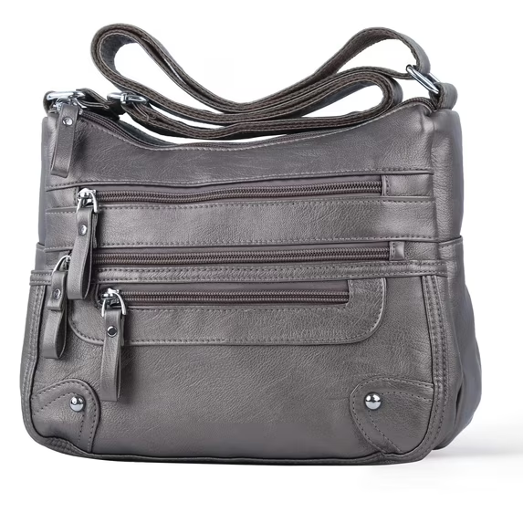 Ailongcity 10 Pockets Crossbody Purses for Women Medium Pocketbooks Lightweight Ladies Satchel Bag Multi Pocket Shoulder Handbag