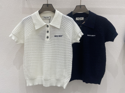 miu new knitted cutout short sleeve