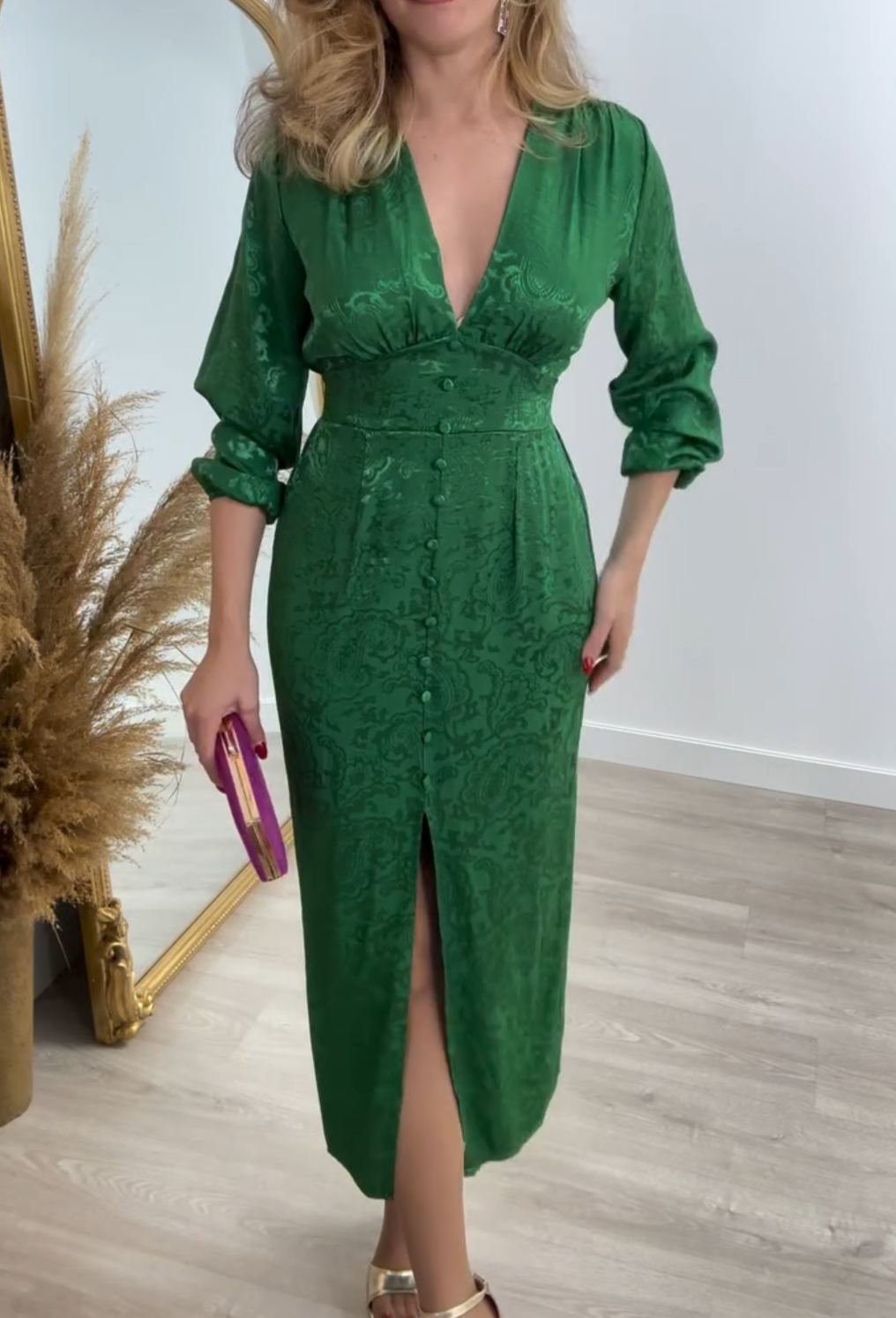 [Copy]Purple One-Shoulder Jumpsuit with Feather Detail & Overlay Skirt