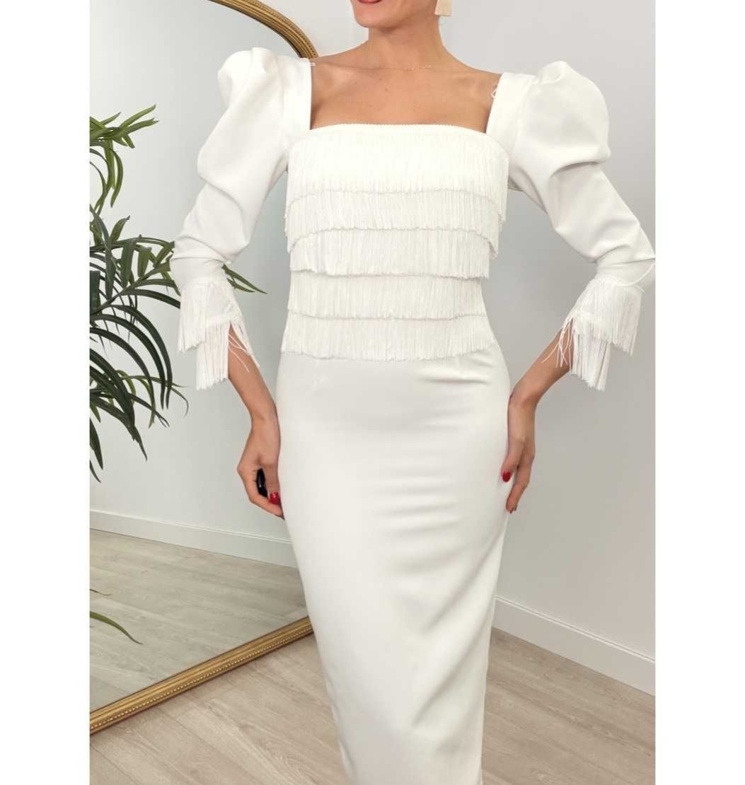 [Copy]Teal Ruffled Peplum Midi Dress with Long Sleeves & Bodycon Fit