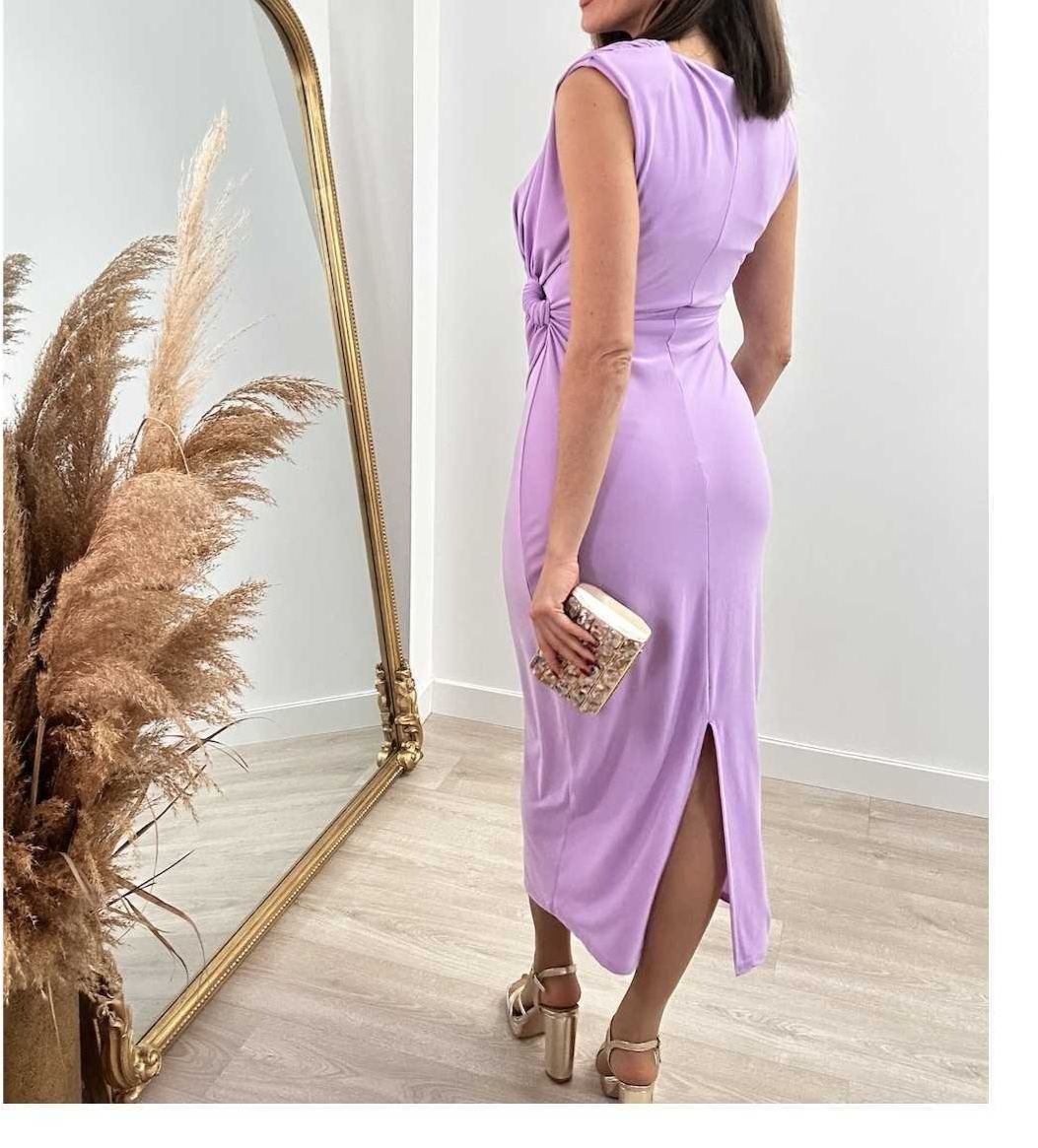 [Copy]White Fringe Square Neck Midi Dress with Puffed Long Sleeves & Bodycon Fit