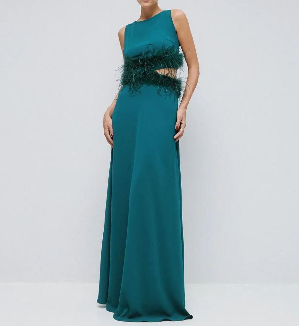 [Copy]Sky Blue Organza Two-Piece Set with Puffed Sleeves & Belted Bow