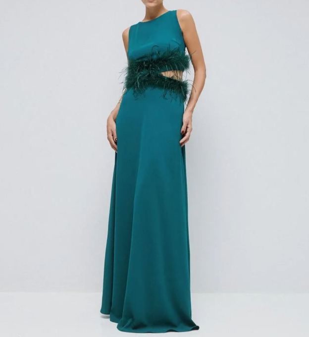 [Copy]Sky Blue Organza Two-Piece Set with Puffed Sleeves & Belted Bow