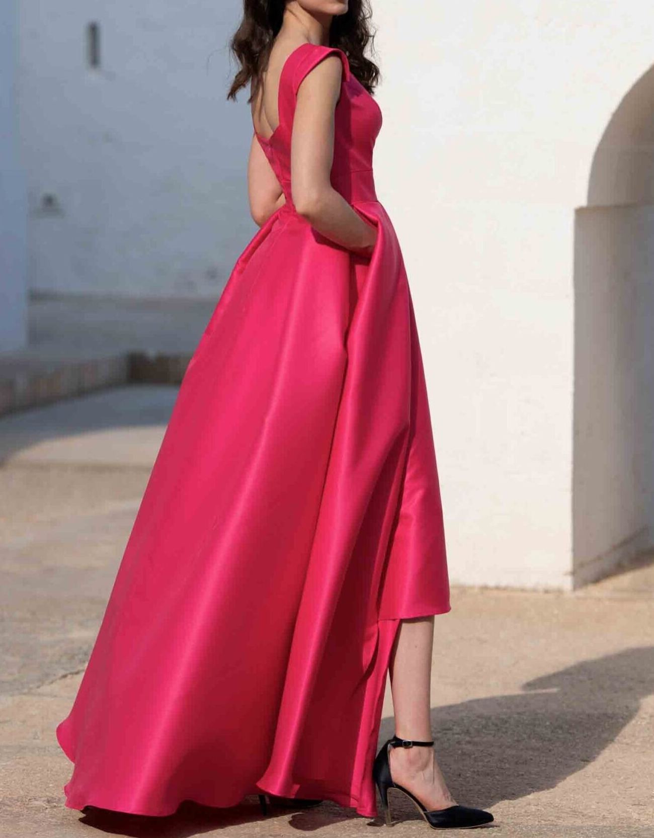 [Copy]Navy Blue Chiffon Maxi Dress with 3D Floral Lace Bodice & High Slit