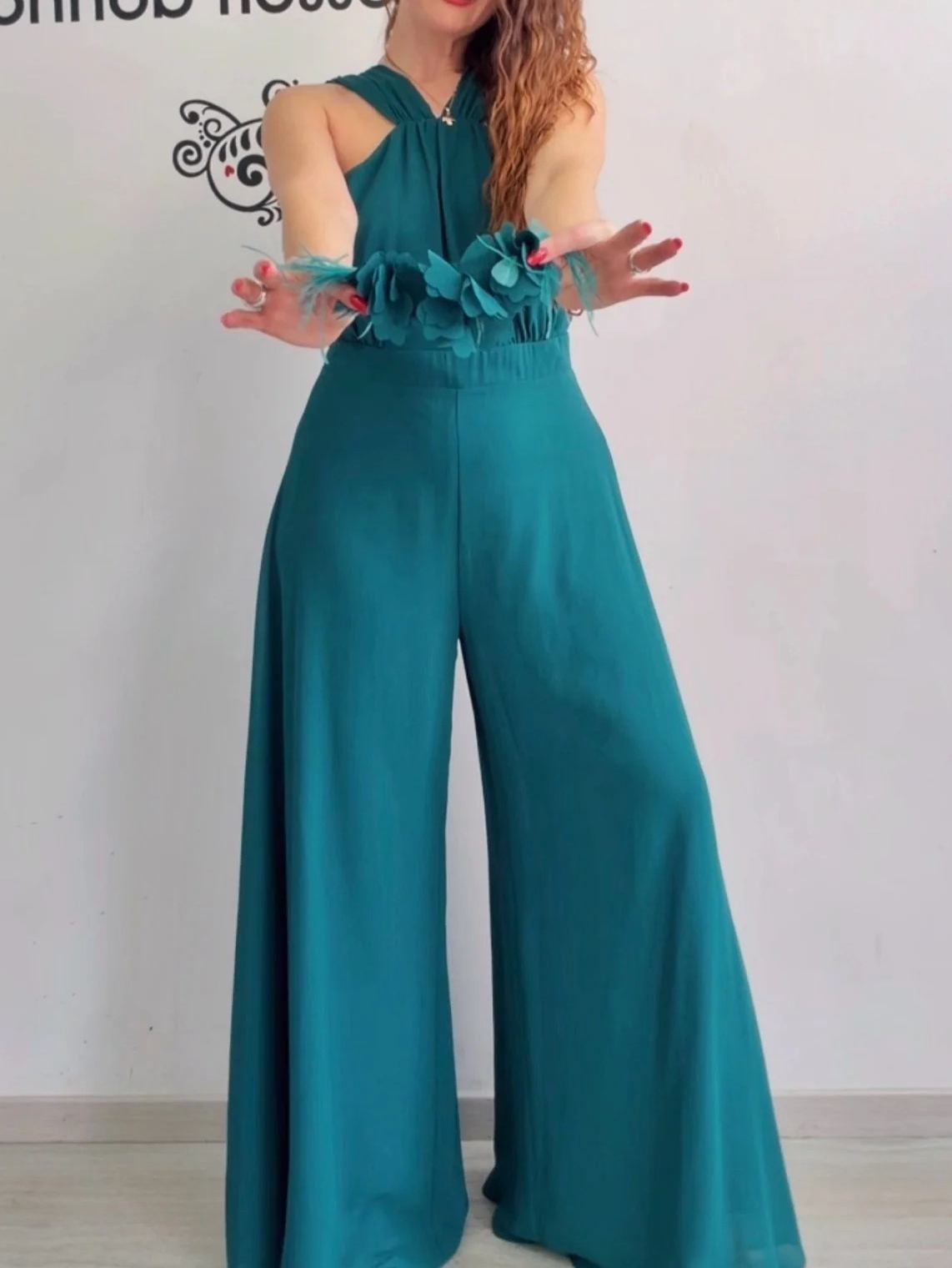 [Copy]Gold Sequin Mermaid Maxi Dress with Feather Trim & Halter Neck