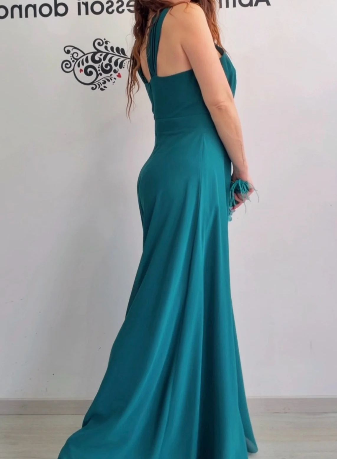 [Copy]Gold Sequin Mermaid Maxi Dress with Feather Trim & Halter Neck