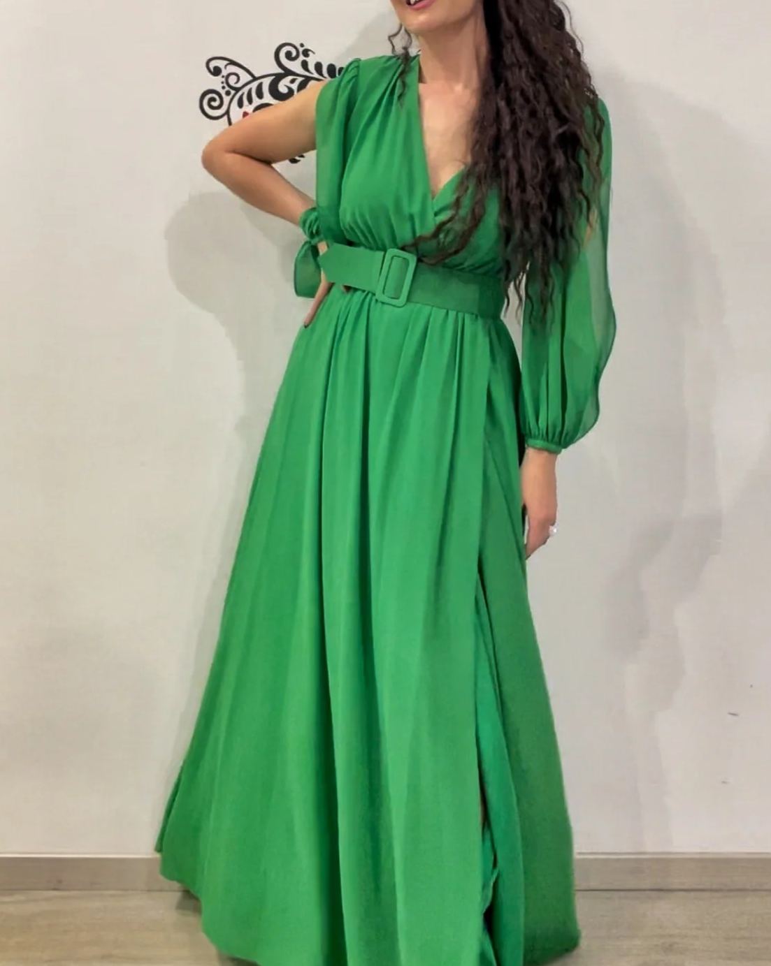 [Copy]Teal Halter Neck Wide-Leg Jumpsuit with Elastic Waist & Flowy Chiffon