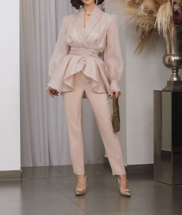 [Copy]Dusty Blue One-Shoulder Maxi Dress with Ruffle Skirt & 3D Flower Detail