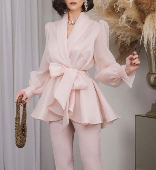 [Copy]Dusty Blue One-Shoulder Maxi Dress with Ruffle Skirt & 3D Flower Detail