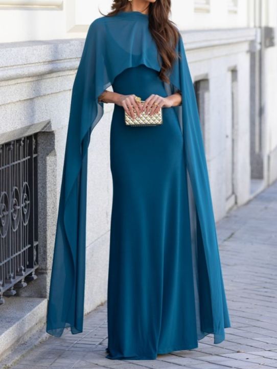 [Copy]Burgundy Asymmetric Draped Maxi Dress with High Neck & Ruched Waist