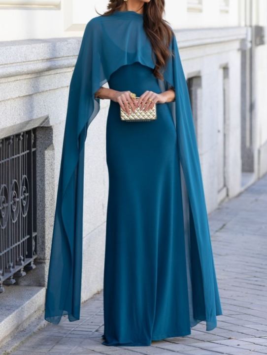 [Copy]Burgundy Asymmetric Draped Maxi Dress with High Neck & Ruched Waist
