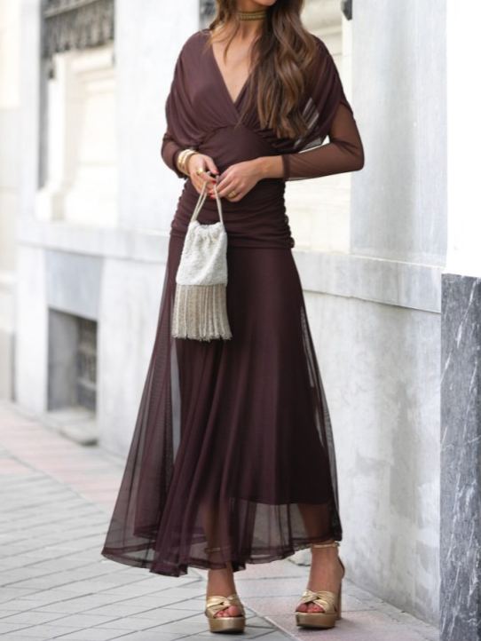 [Copy]Teal Chiffon Cape Mermaid Maxi Dress with High Neck & Bodycon Fit