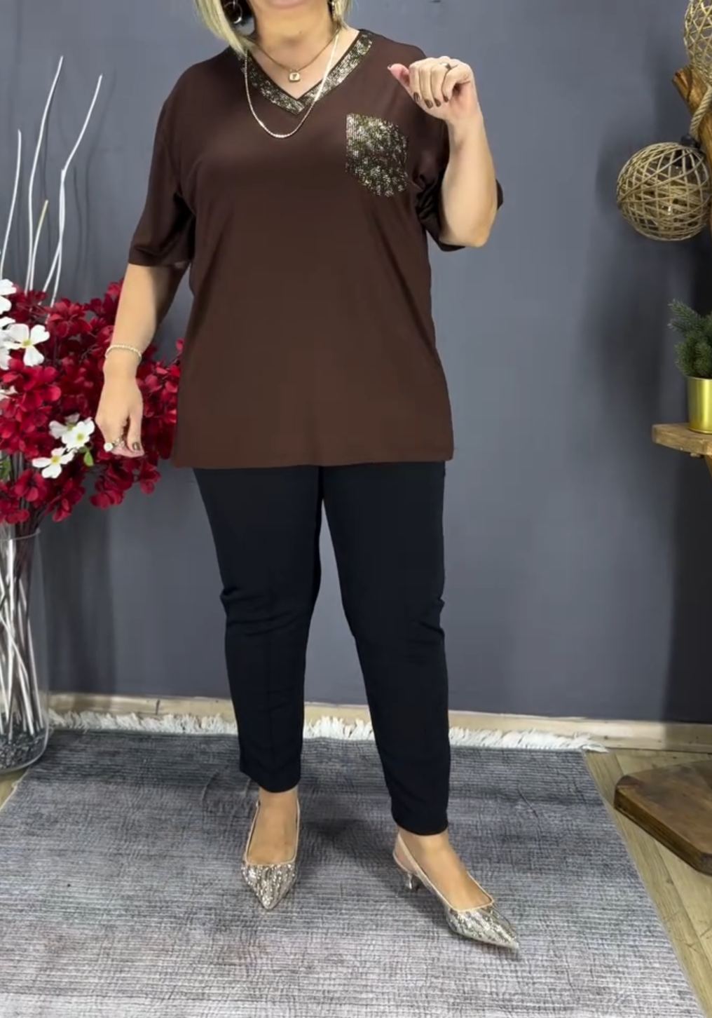 [Copy]Plus Size Olive Green Tie-Dye Two-Piece Loungewear Set