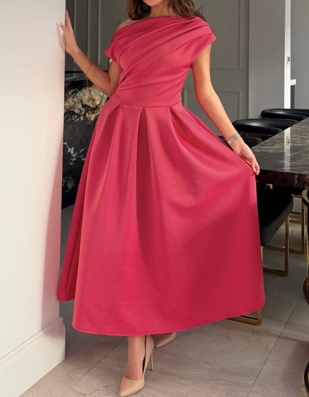 [Copy]Plus Size Navy Blue Chiffon Ruched Waist Midi Dress