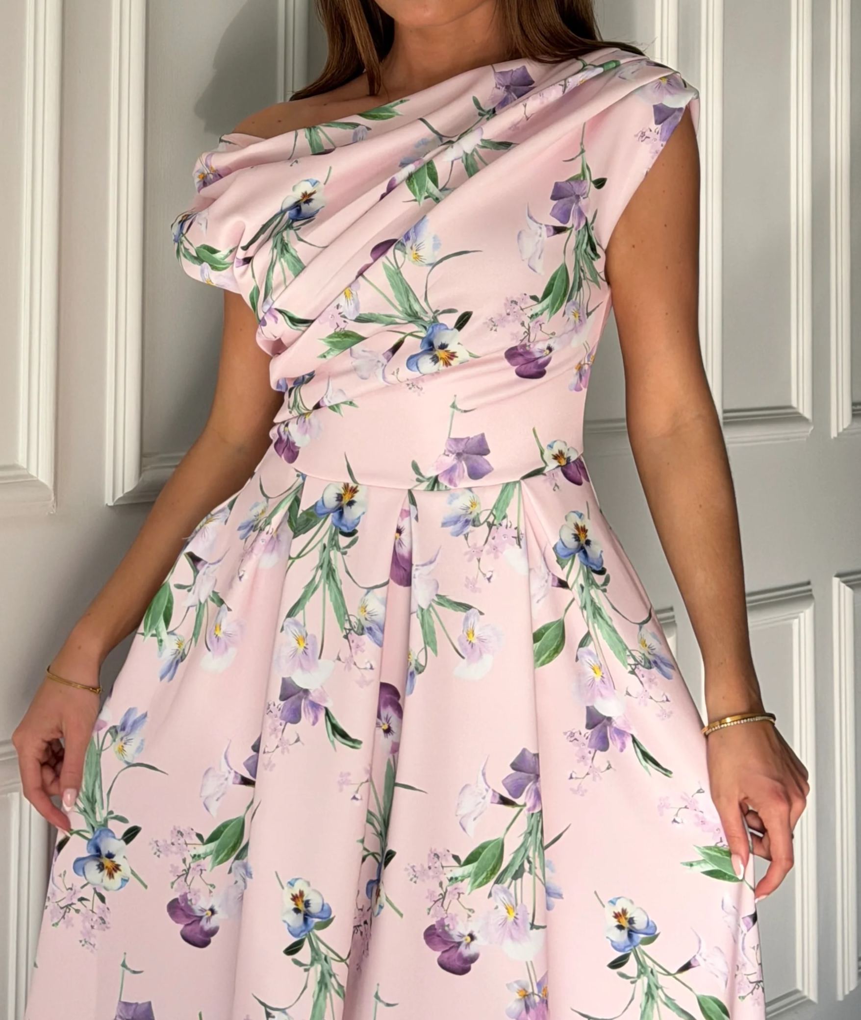 [Copy]Elegant  Polka Dot Midi Dress, One Shoulder Formal Gown for Women