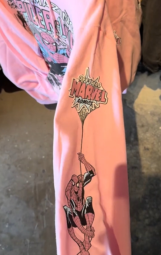 Pink spiderman mens hoodie