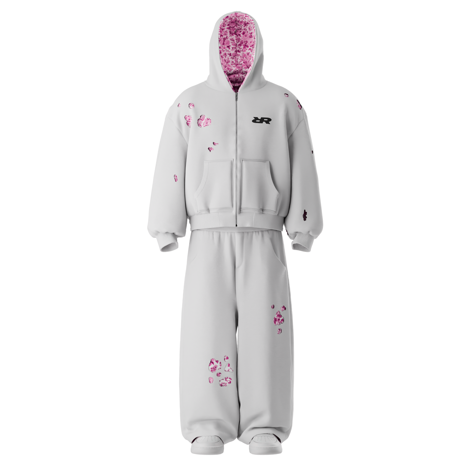 "RVR" Tracksuit white Pink