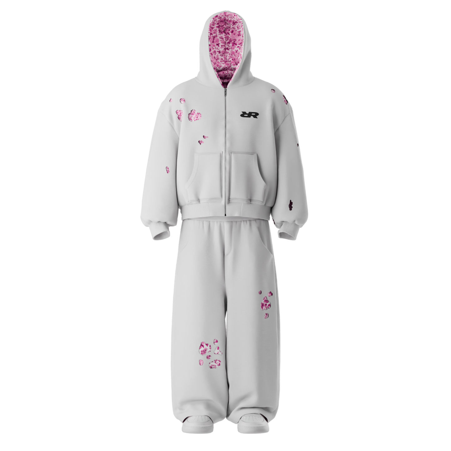 "RVR" Tracksuit white Pink