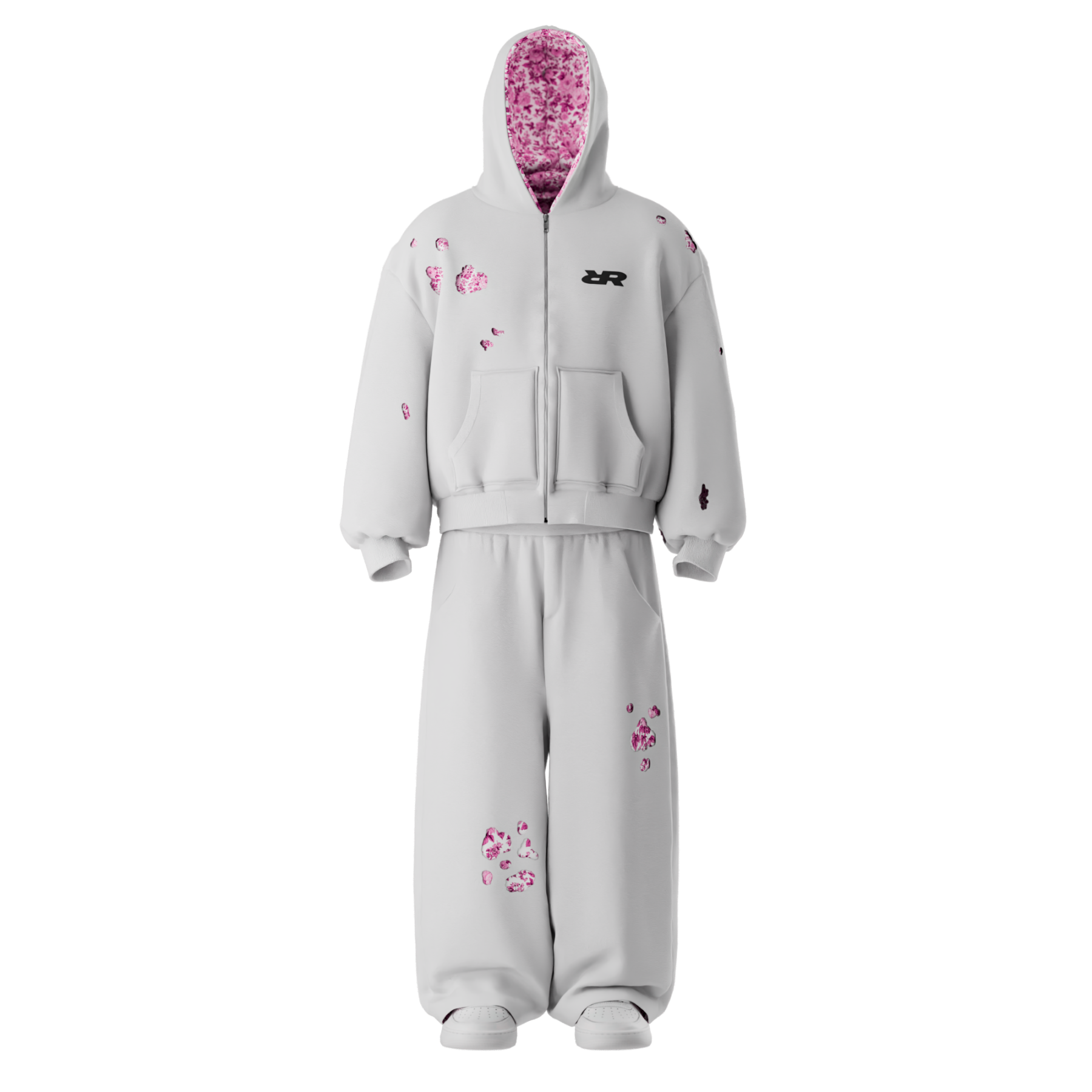 "RVR" Tracksuit white Pink