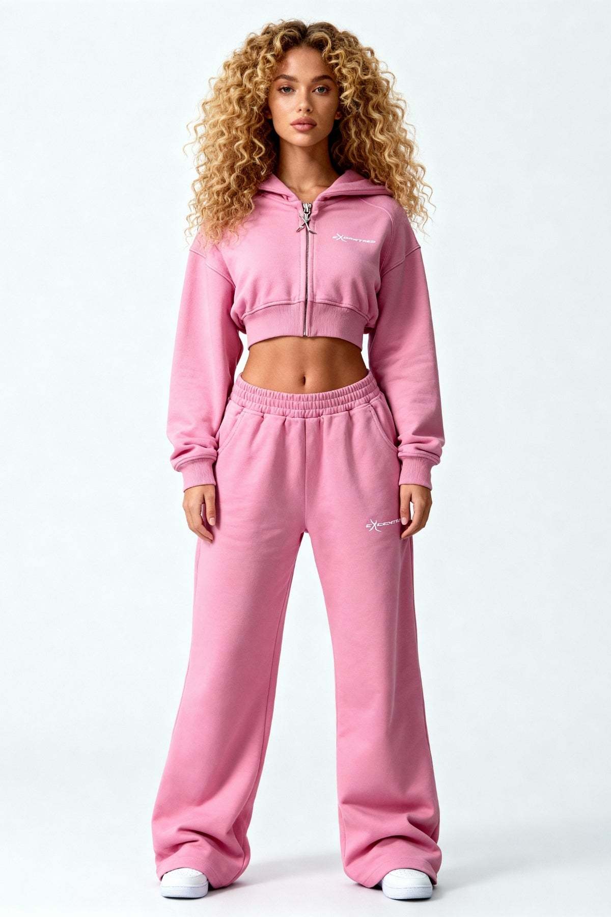 CROPPED ZIP HOODIE SAKURA PINK