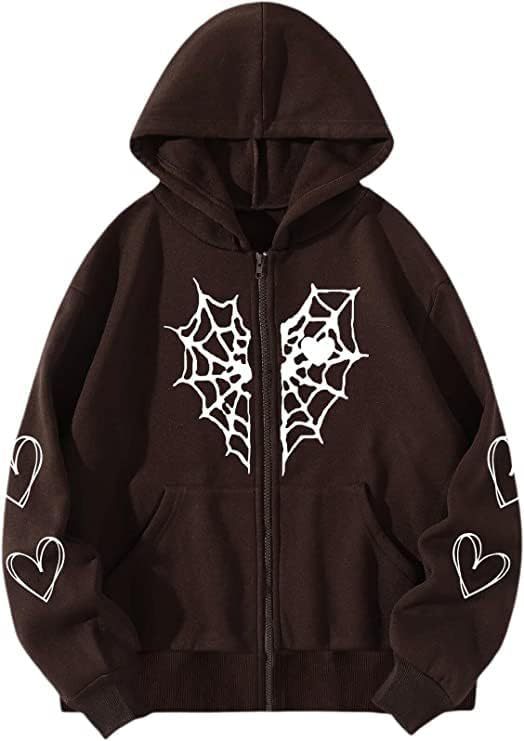 Y2K Zip Up Hoodie for  Spider  Streetwear