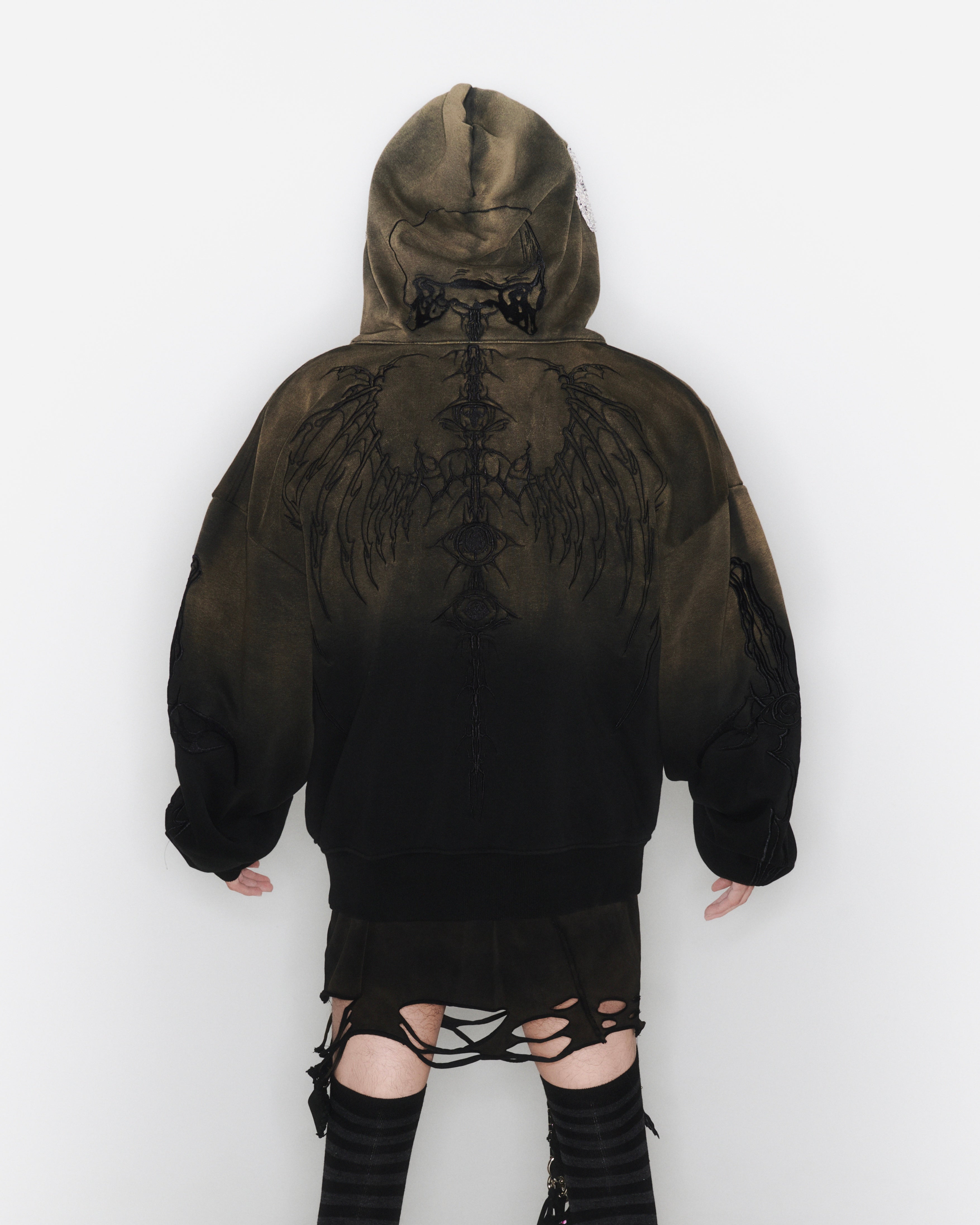 Skeleton Knight Hoodie - Brown DIY Washed