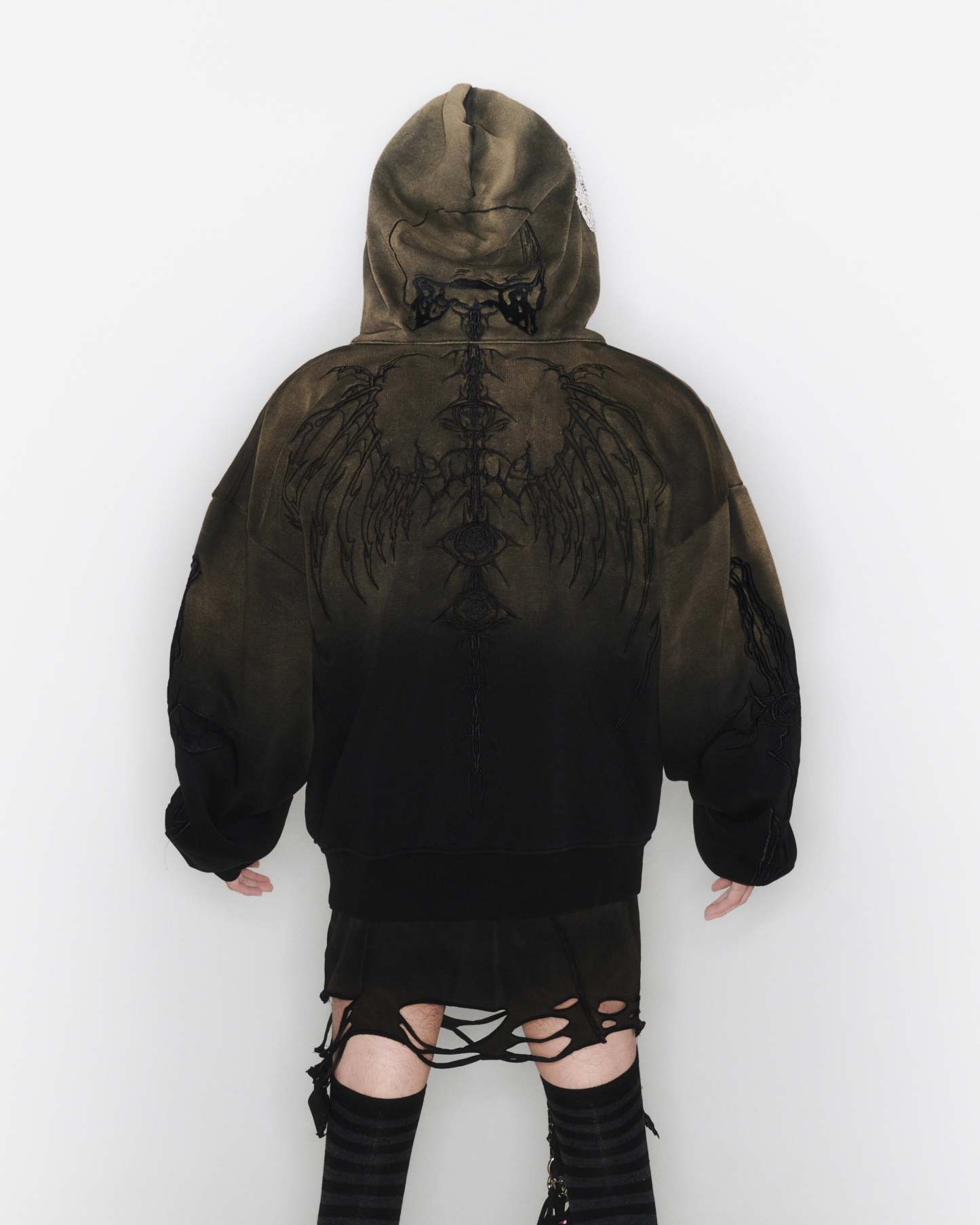 Skeleton Knight Hoodie - Brown DIY Washed