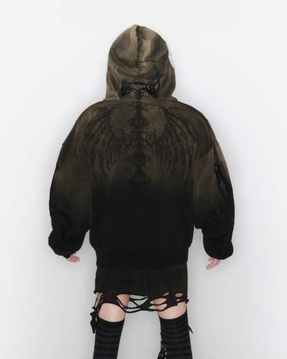 Skeleton Knight Hoodie - Brown DIY Washed
