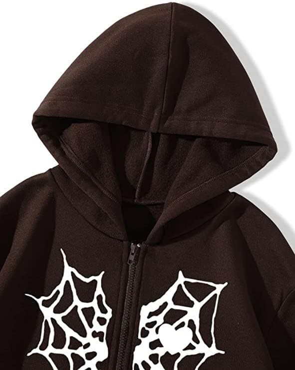Y2K Zip Up Hoodie for  Spider  Streetwear