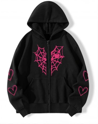 Y2K Zip Up Hoodie for  Spider  Streetwear
