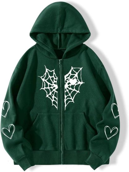 Y2K Zip Up Hoodie for  Spider  Streetwear