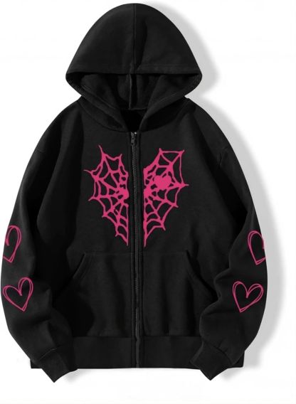Y2K Zip Up Hoodie for  Spider  Streetwear
