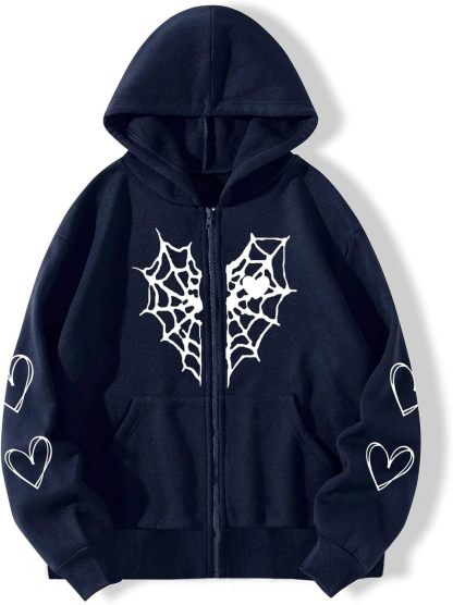 Y2K Zip Up Hoodie for  Spider  Streetwear