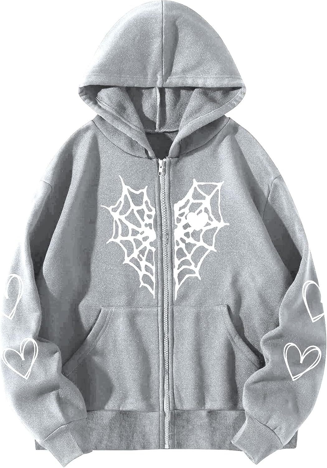 Y2K Zip Up Hoodie for  Spider  Streetwear