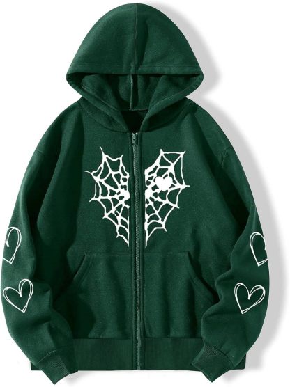 Y2K Zip Up Hoodie for  Spider  Streetwear