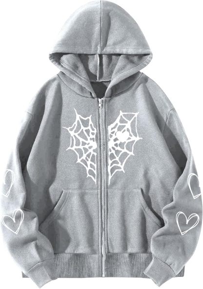 Y2K Zip Up Hoodie for  Spider  Streetwear