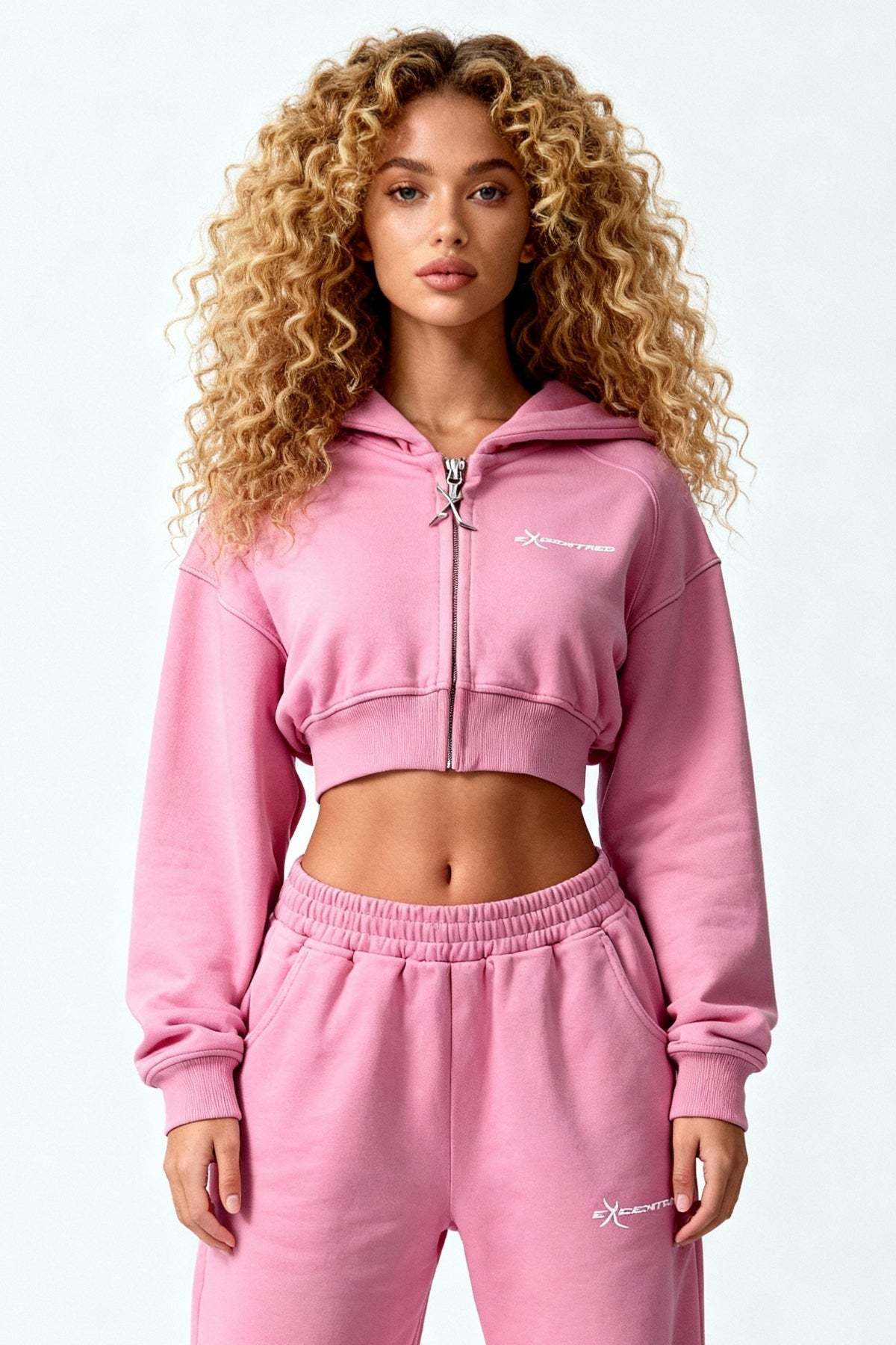 CROPPED ZIP HOODIE SAKURA PINK