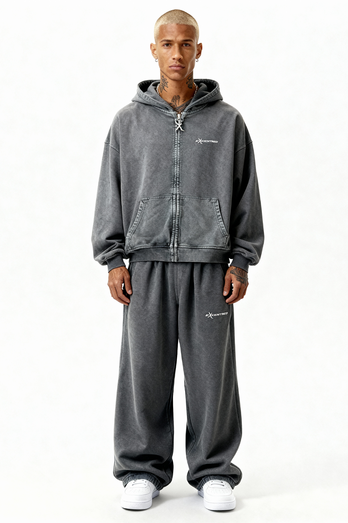 STONE GREY ZIP HOODIE