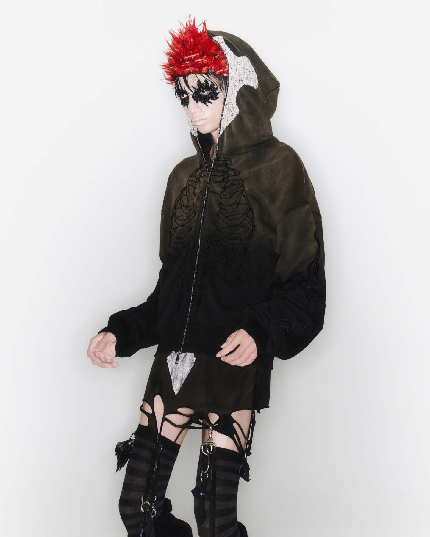 Skeleton Knight Hoodie - Brown DIY Washed