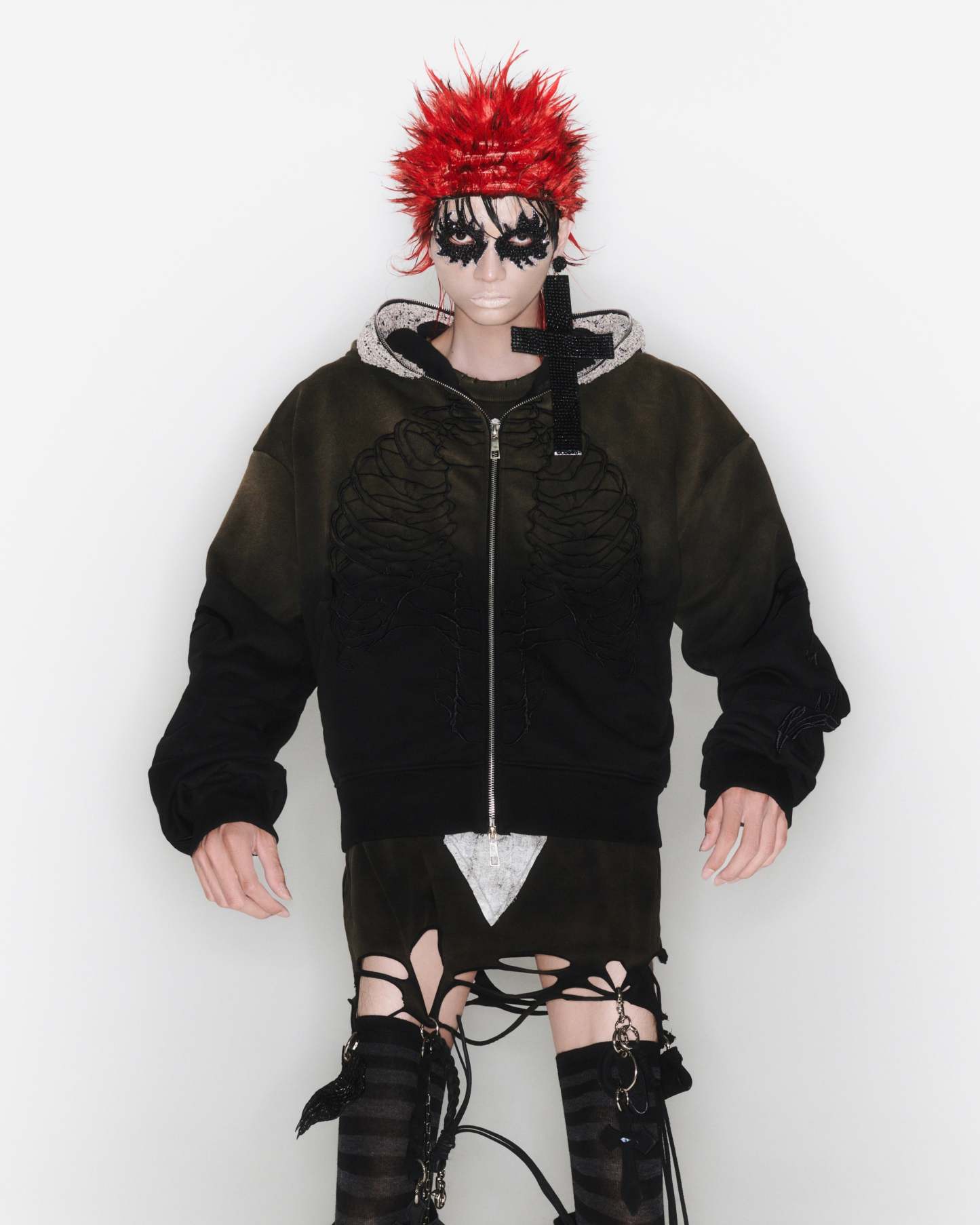 Skeleton Knight Hoodie - Brown DIY Washed