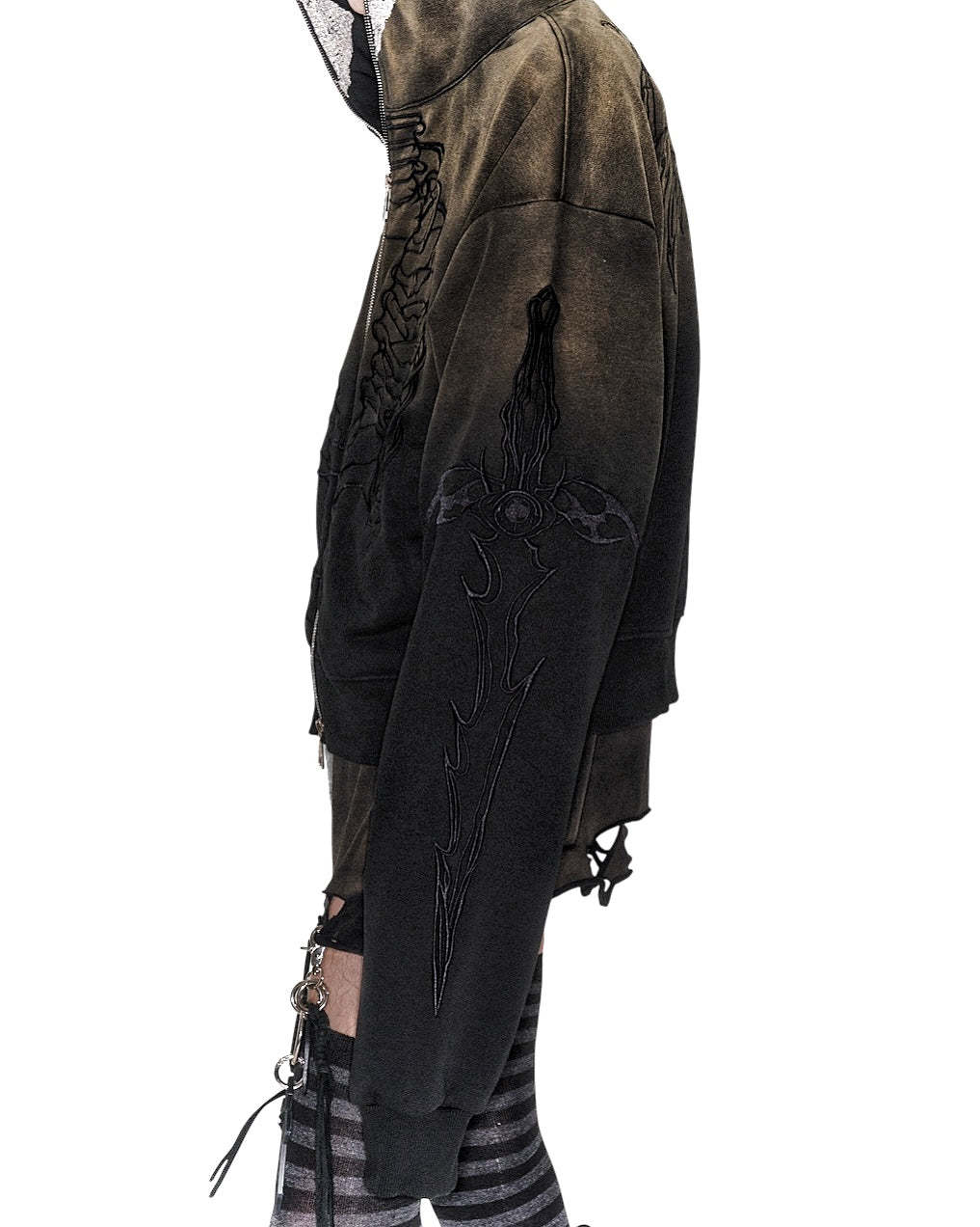 Skeleton Knight Hoodie - Brown DIY Washed