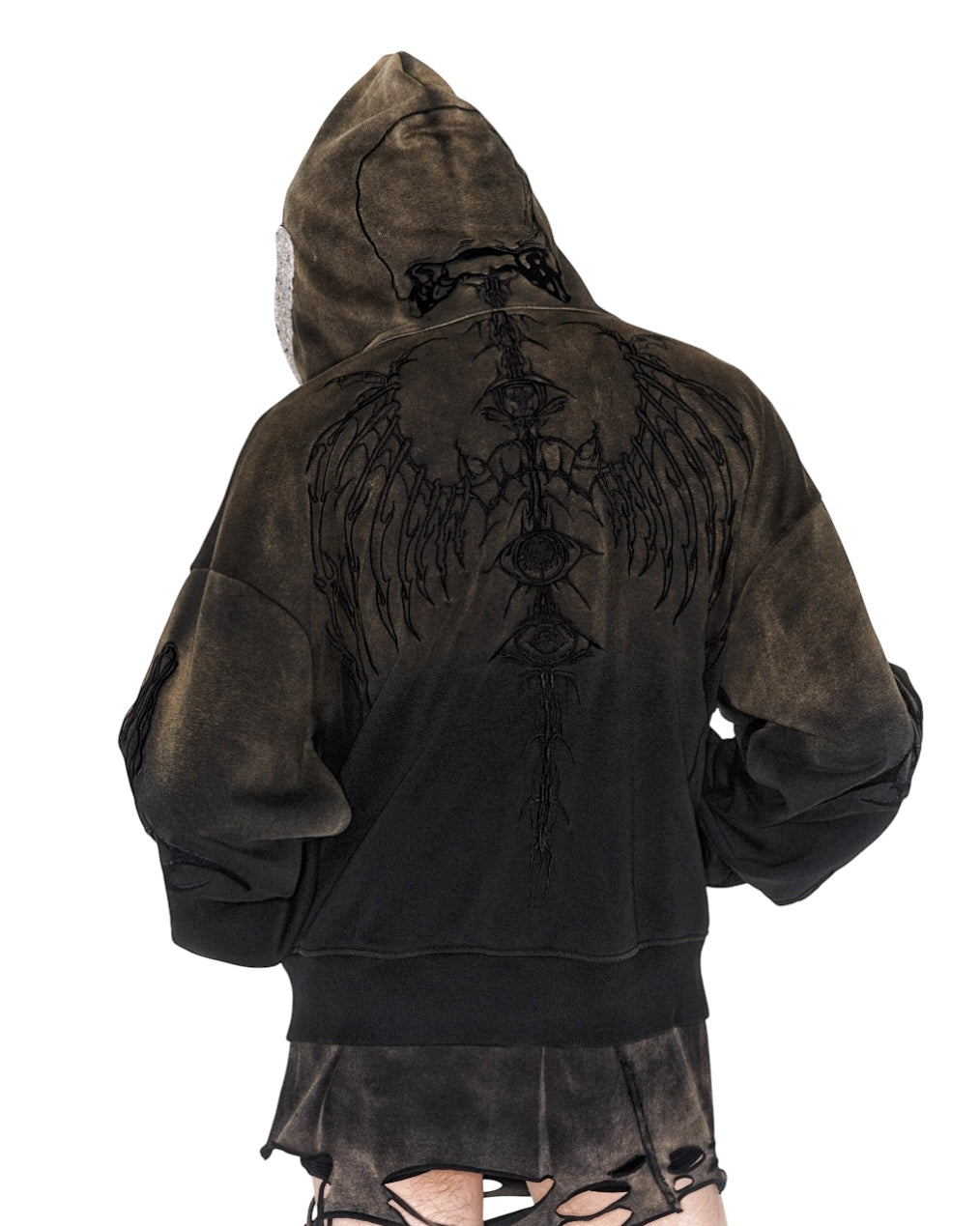 Skeleton Knight Hoodie - Brown DIY Washed