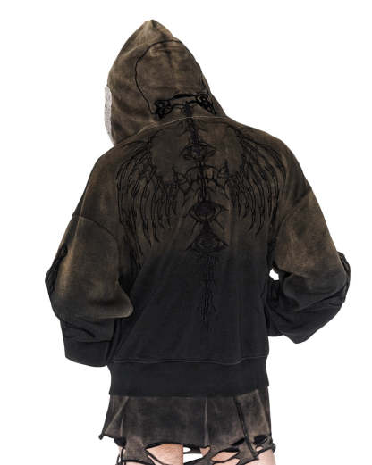 Skeleton Knight Hoodie - Brown DIY Washed